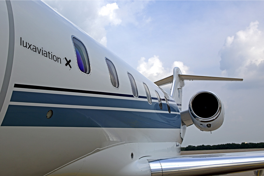 A Luxaviation private jet showcasing future-proof connectivity for business aviation as Gogo|Satcom Direct renews its supplier agreement.